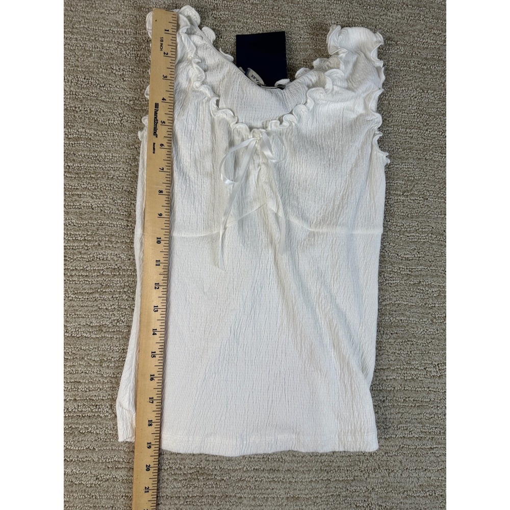 Brandy Melville Coquette White Crinkle Ruffle Tie Front Tank Top One Size - Picture 7 of 10